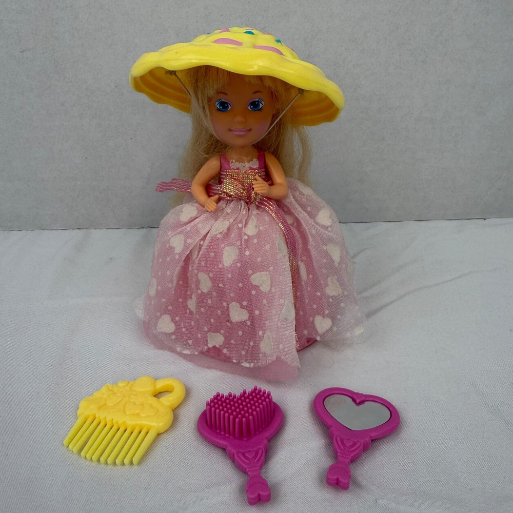 Vintage Tonka Cupcake Surprise Doll Blonde Pink Heart Dress with Accessories